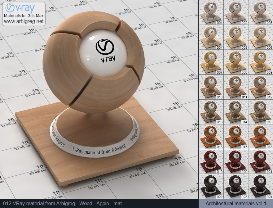 vray materials, wood material, vray, apple wood vray