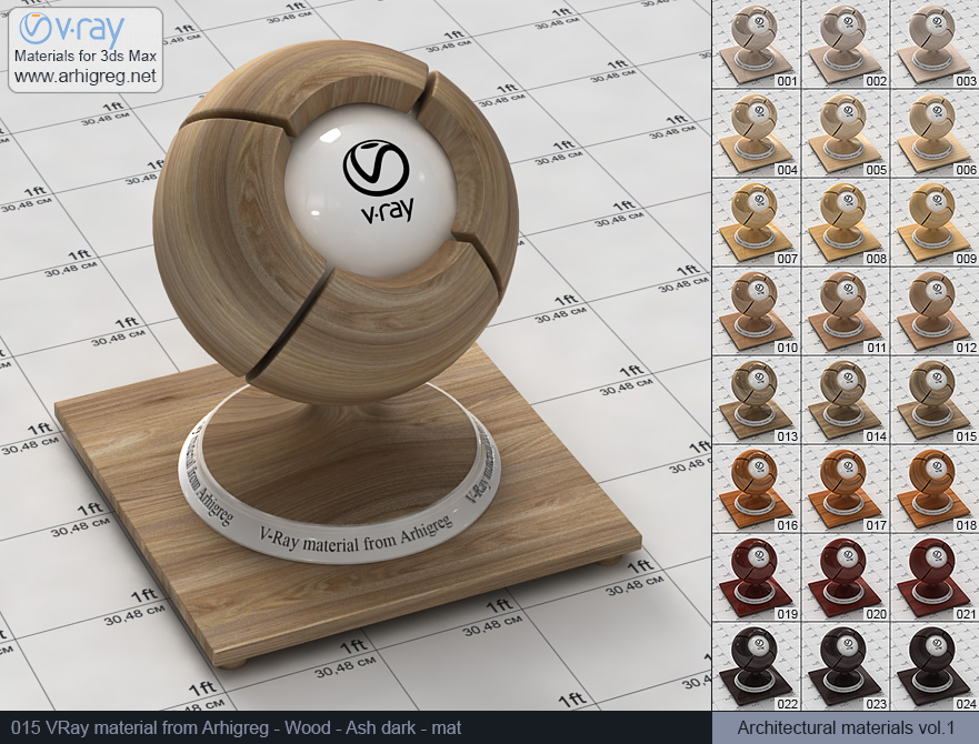 vray materials, wood material, vray, ash dark wood vray