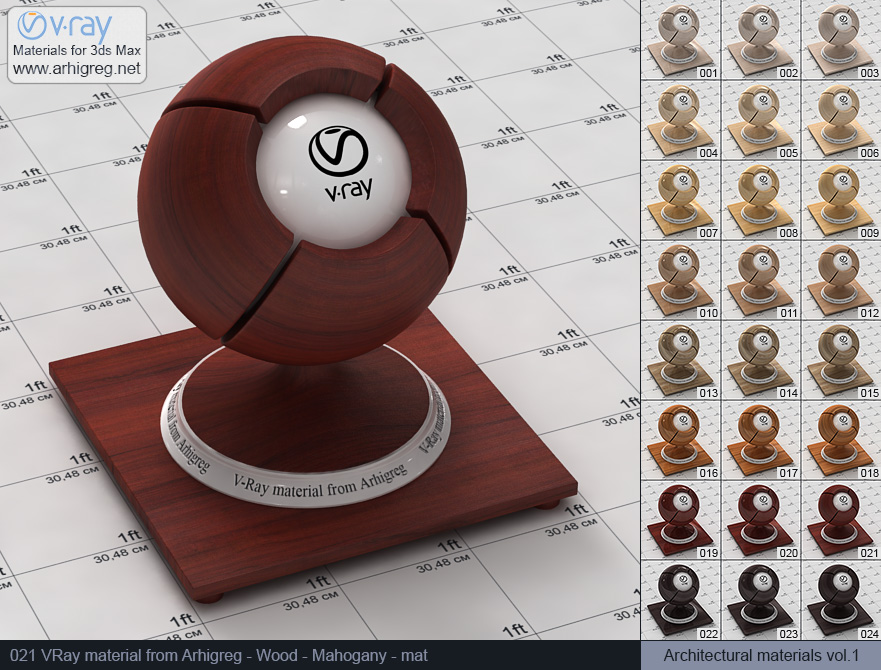 vray materials, wood material, vray, mahogany wood vray