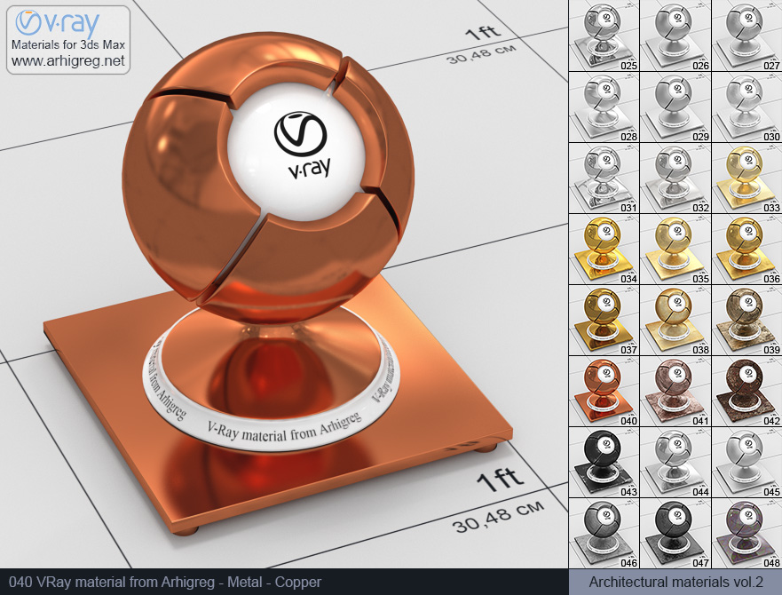 vray metal material, copper vray material, vray material, 3d max vray material, vray material free, vray metal, metal vray