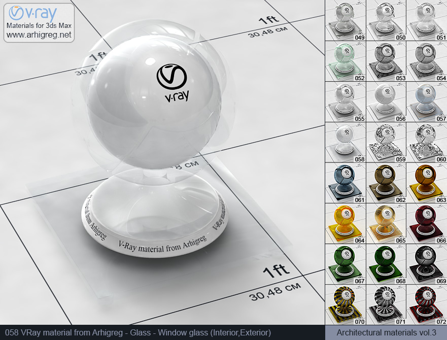 vray material, 3d max vray material, vray material free, vray glass, glass vray