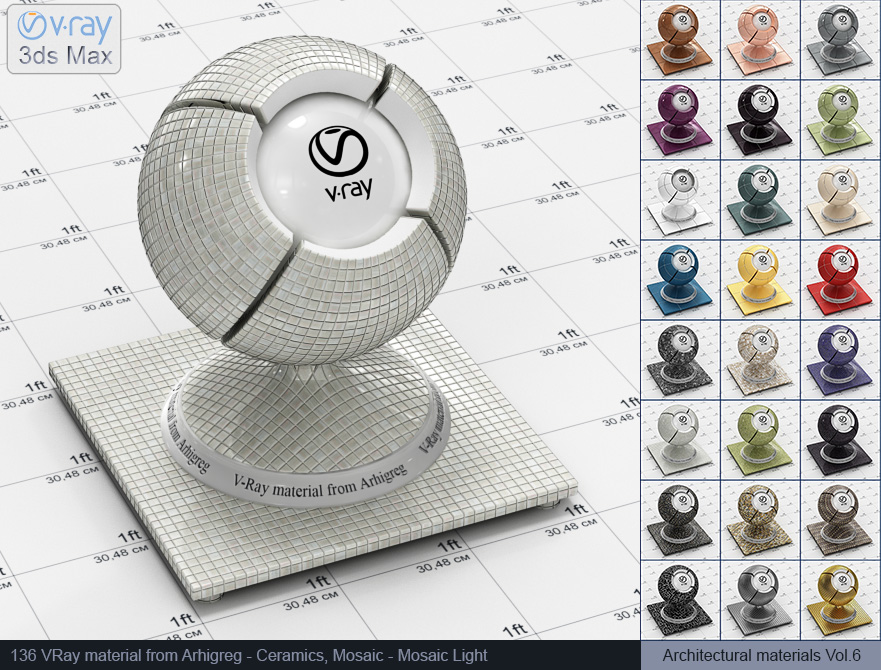 mosaic, vray material, vray material tile, 3d max vray material, vray material free, vray tiles