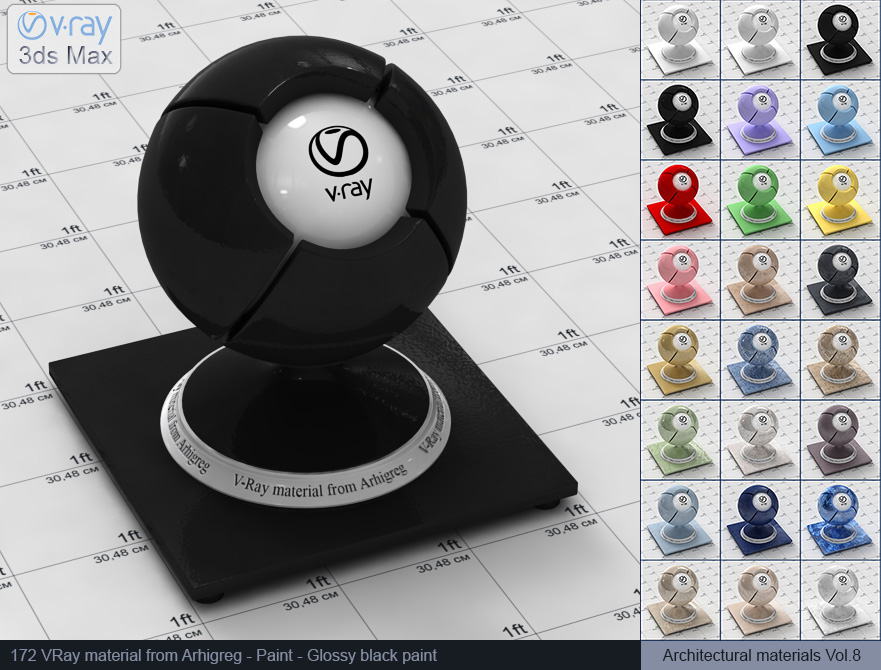 vray paint, vray materials, vray plaster, 3d max vray material, vray material free, materiales vray