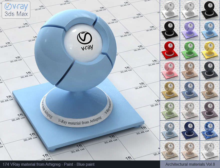 vray paint, vray materials, vray plaster, 3d max vray material, vray material free, materiales vray