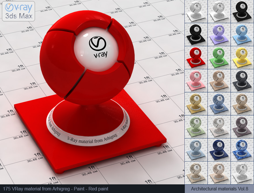 vray paint, vray materials, vray plaster, 3d max vray material, vray material free, materiales vray
