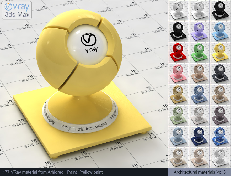 vray paint, vray materials, vray plaster, 3d max vray material, vray material free, materiales vray