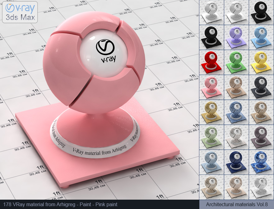 vray paint, vray materials, vray plaster, 3d max vray material, vray material free, materiales vray